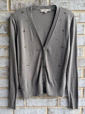 Ann Taylor Loft Long Sleeve V-Neck Button Up Cardigan Sweater Women's Size M